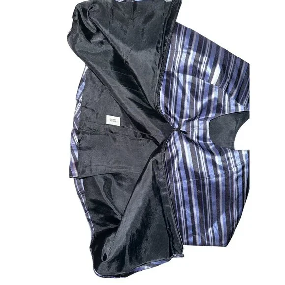 Ann Taylor Petites 2P Navy Blue Striped Silk Sleeveless Blouse Vintage Evening - Picture 7 of 14